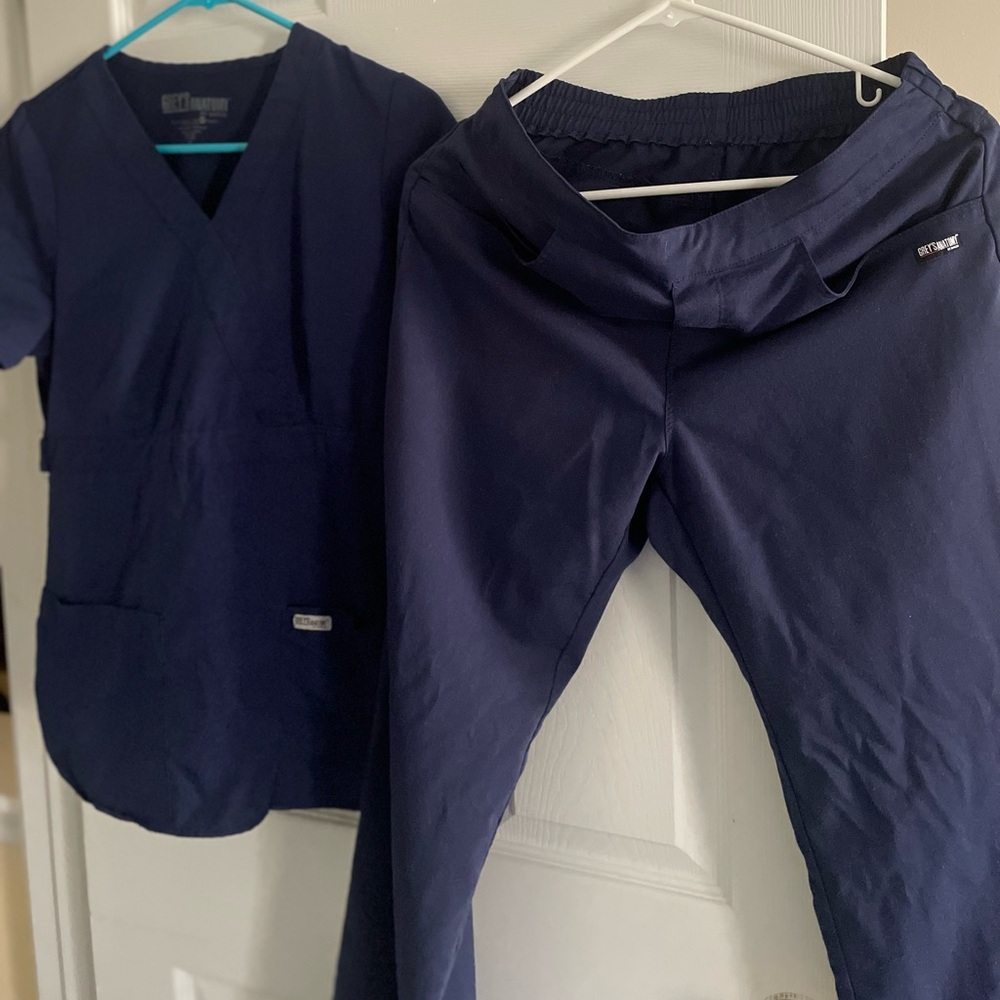 Grey's Anatomy by Barco, top & bottom Navy Scrub Set , size S / XS